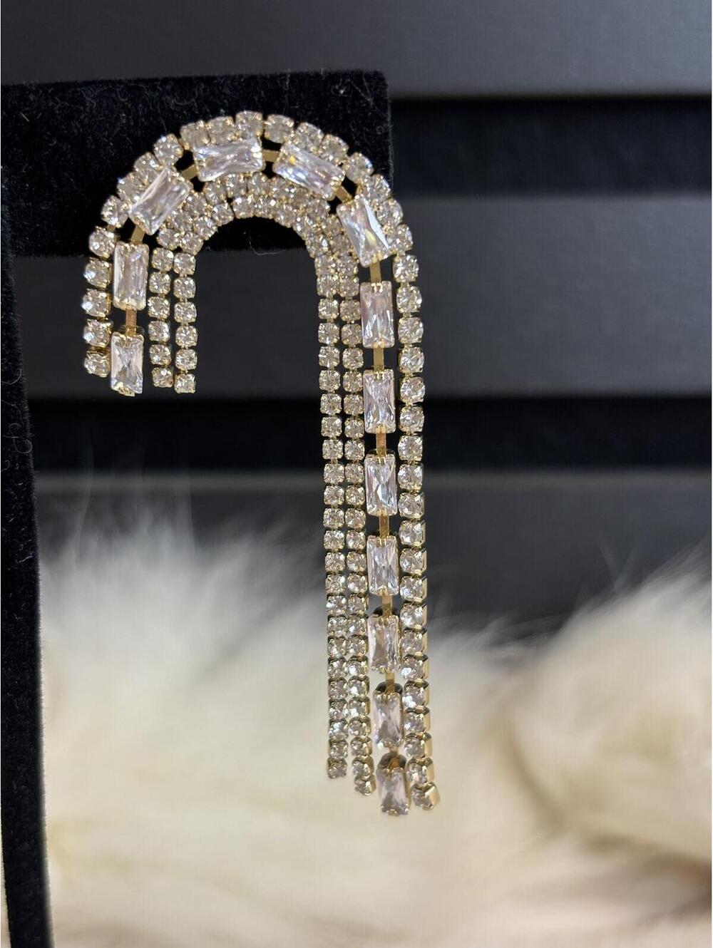 Crystal Rhinestone Dangle Earrings - Picture 2 of 4